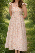 Soft Bloom Square Neck Midi