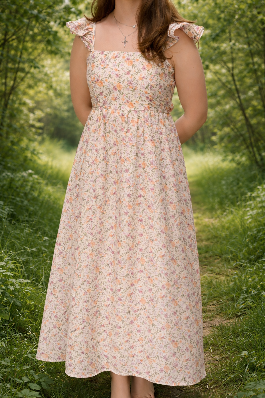 Soft Bloom Square Neck Midi